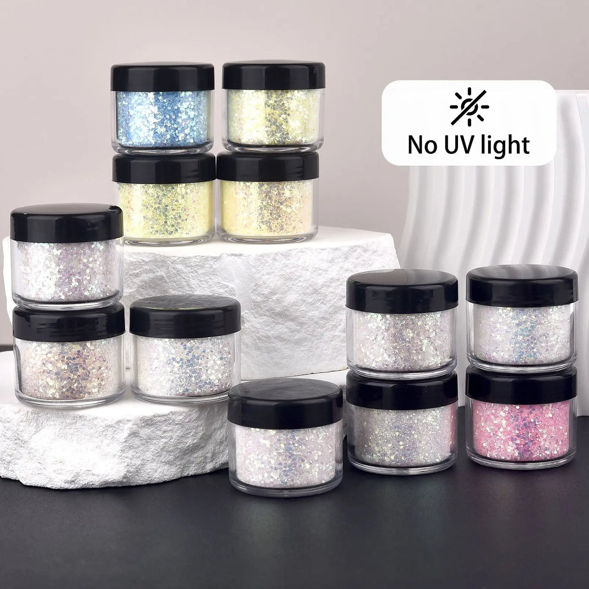 10g/Bottle UV Light Sensitive Changing Color Nail Art Glitter Powder Laser Nail Sequins DIY Jewelry Making Accessories