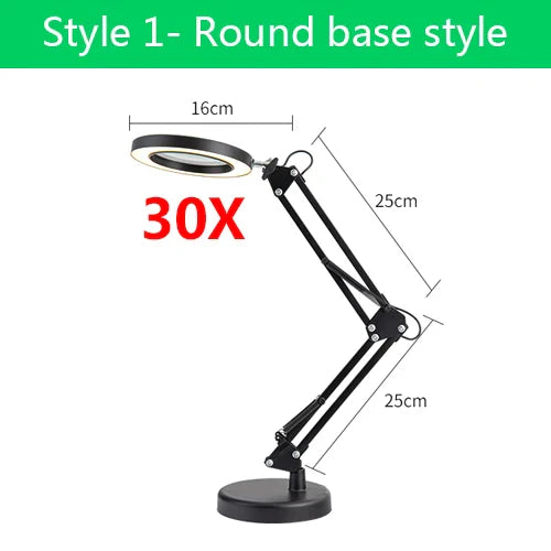 5x 30x Flexible Clamp-on Table Lamp with LED Light Third Hand Soldering Tool Desk Clamp USB Magnifier Welding/Reading Table Lamp