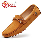 YRZL Loafers Men Big Size 48 Soft Driving Moccasins High Quality Flats Genuine Leather Shoes Men Slip-on Suede Loafers for Men