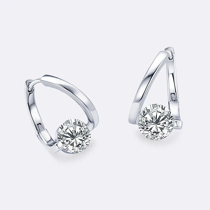 Anziw 1.0ct 6.5mm VVS1 Moissanite Twist Hoop Earrings For Women 925 Sterling Silver Party Solitaire Earrings Trendy Jewelry 2023