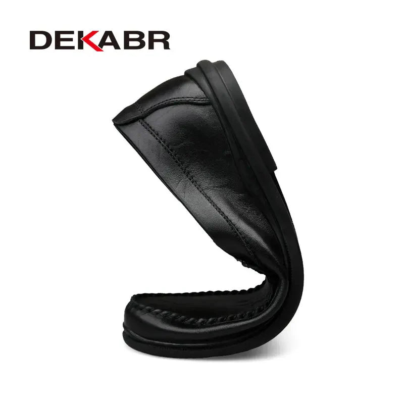 DEKABR Italian Mens Shoes Casual Luxury Brand Summer Men Loafers Split Leather Moccasins Comfy Breathable Slip On Boat Shoes