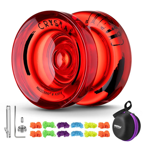 MAGICYOYO Responsive Yoyo for Kids K2 Crystal , Dual Purpose Plastic Yo-Yo for Beginners, Replacement Unresponsive Ball Bearing