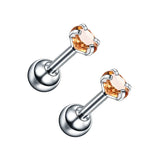 2PCS Small Ear Studs Earrings Cartilage Earrings Colorful Shiny Zircon Titanium Steel Anti-allergic 16G Fashion Jewelry Women