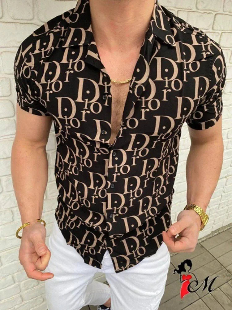 European and American Brand Hawaiian Men's Printed Short Sleeved Shirt, Loose and Breathable Oversized Top, Summer Clothing