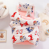 3pcs Cartoon Cotton Crib Linen Kit Baby Coral Fleece Bedding Set Includes Pillowcase Bed Sheet Duvet Cover Without Filler  CP11