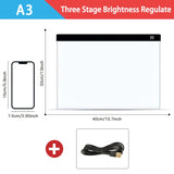 A3 LED Copying Table Children Drawing Board Transparent Copying Table Adjustable Brightness Night Light Notebook