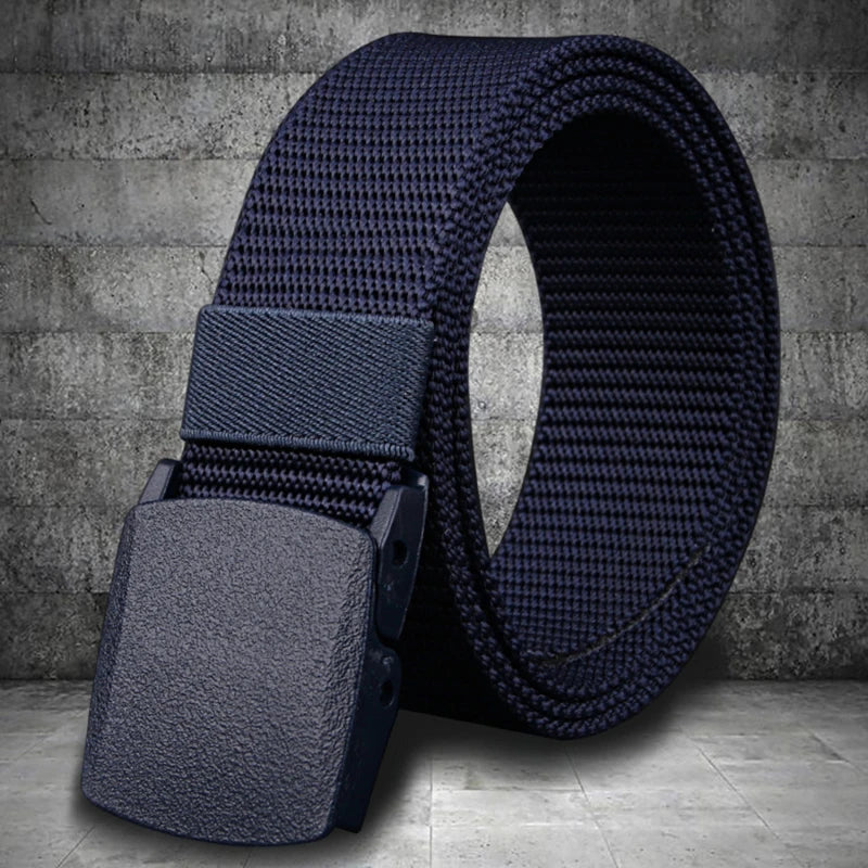 Men's Belt Casual Lightweight Breathable Tactical Outdoor Automatic Buckle Military Training Security Check Male's Canvas Belts