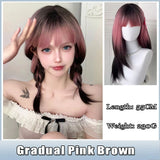 AS  Cosplay Wig With Bangs Synthetic Straight Hair 24 Inch Long Heat-Resistant Pink Wig For Women