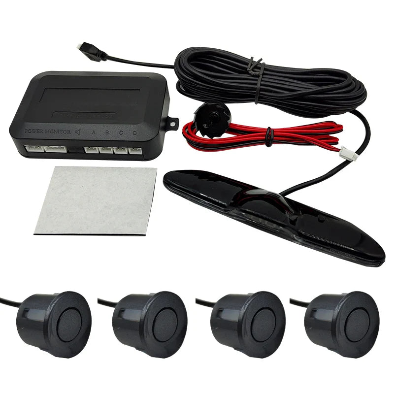 New LED Parking Sensor System Backlight Monitor Display Kit Backup Detector Assistant 4 Probes