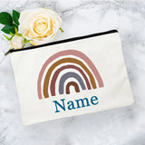 White Personalized Name Bag woman rainbow print Makeup Bag Storage Pouch Toiletries storage Cosmetic Pocket Gift for teachers