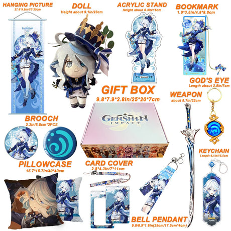 Genshin Impact Xianyun Navia Fontaine Furina Neuvillette Wriothesley Focalors Baizhu Kaveh Gift Box Include Keychain Doll Pillow