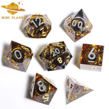 Mini Planet New Design Liquid Core Dice Set DND Handmade Polyhedral Resin Dice with Sharp Edges RPG Dice D&D Board Games