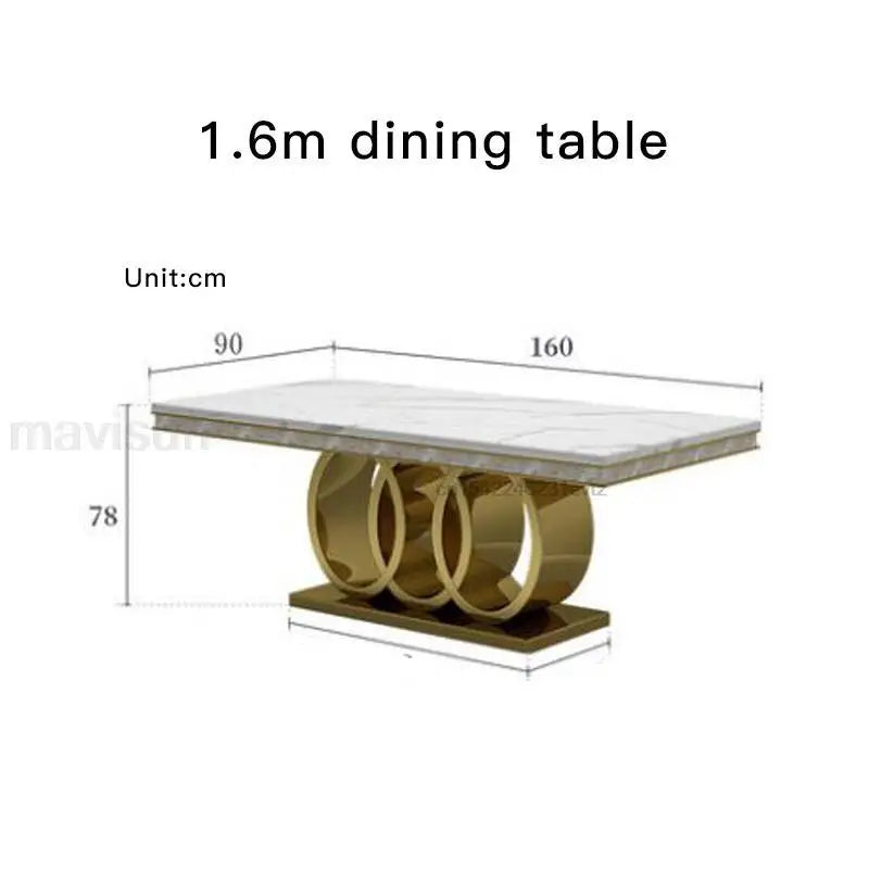 Post-Modern Marble Top-Grade Dining Table And Chairs Combination Stainless Steel Crown Apartment Golden Carved Furniture Table