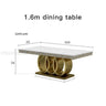 Post-Modern Marble Top-Grade Dining Table And Chairs Combination Stainless Steel Crown Apartment Golden Carved Furniture Table