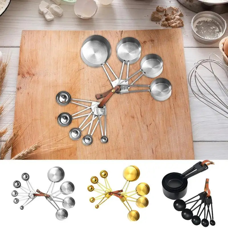 Stackable Measuring Cups And Spoons 9pcs Liquid Food Spoon Cup Measure Tools Baking Supplies With Easy To Read Scales For Flour