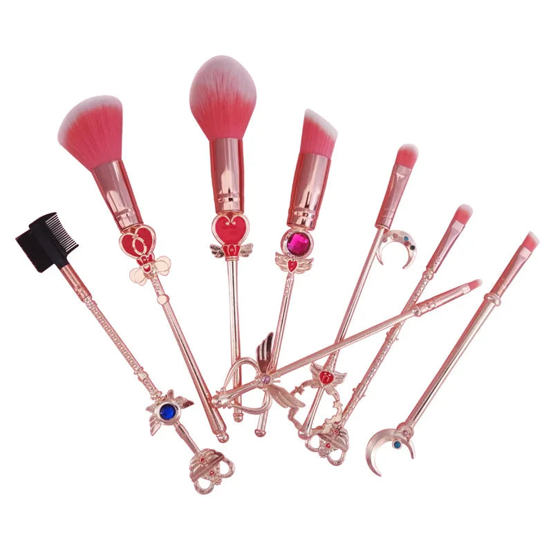 makeup brushes sailor moon Anime Cardcaptor Sakura Makeup Brushes Set Tools Kit Powder Loose Eye Shadow Blush Synthetic