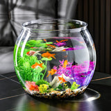 Plastic Transparent Fish Tank Aquariums Goldfish Bowl Round Impact Broken-resistant Office Table Hall Viewing Turtle Fish Tank