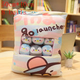 New Kawaii Animal Balls Pudding Candy Bag Pillow Plush Stuffed Mini Doll of Donut Boba Milk Tea Bat Newt Cat Nap Plushie