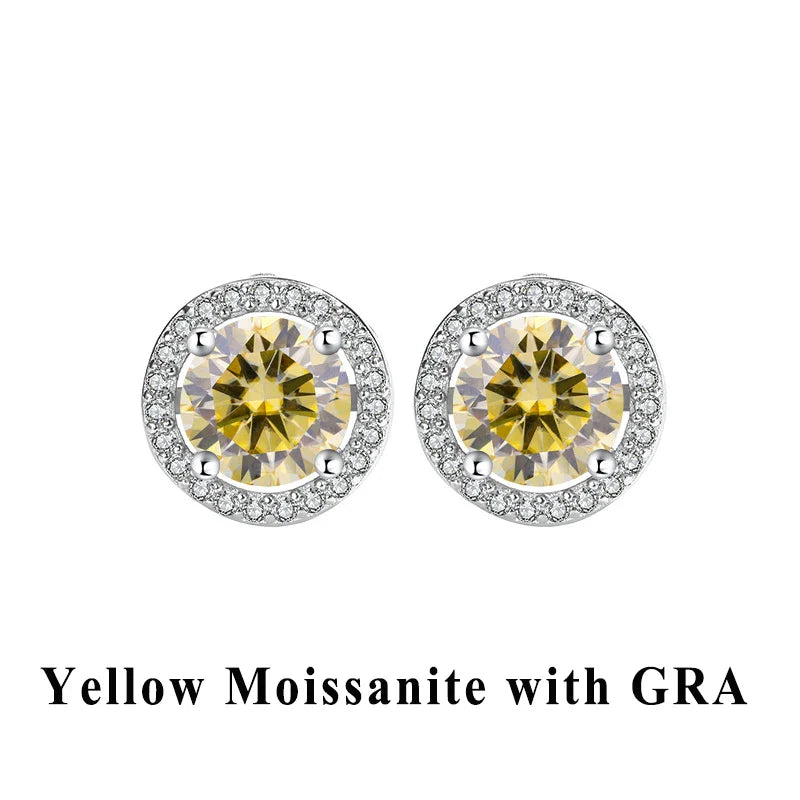 D VVS1 Moissanite Stud Earrings For Women 925 Sterling Silver Platinum Finish 2 GRA Certificates Moissanita Pass Diamond Tester