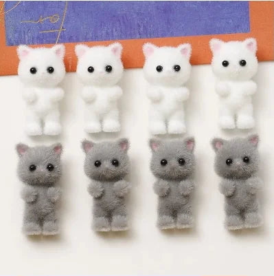 Min order 30pcs/lot flocking animals cartoon cats shape resin dolls beads diy jewelry earring/garment pendant accessory