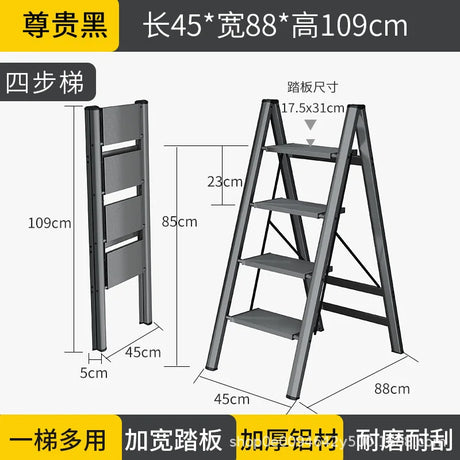 Multi functional folding ladder aluminum alloy high stool kitchen load bearing 300kg step chair widened 3 steps