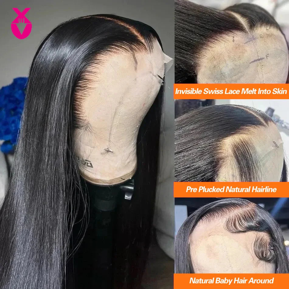 Bone Straight Lace Front Wigs Human Hair HD Lace Frontal Wig 13x4 Lace Frontal Human Hair Wig Pre Plucked Bleached Knots Wigs