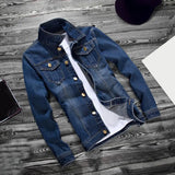 Men Denim Jacket Autumn Winter Men Jeans Jacket Long Sleeve Popular Slim Fit Turndown Collar Jeans Jacket for Working