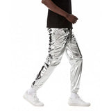 Mens Shiny Silver Metallic Jogger Sweatpants Hip Hop Wet Look Trousers Men Club Party Festival Prom Streetwear Pantalones Hombre