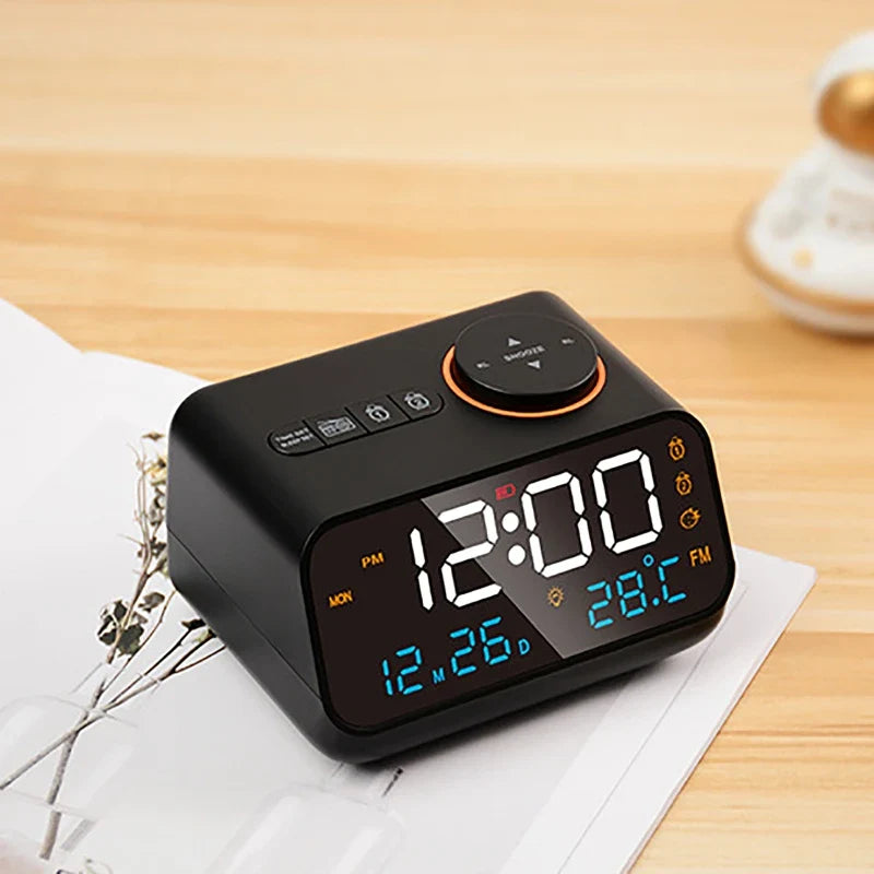 LED Digital Alarm Clock Watch Table Electronic Desktop Clocks USB Wake Up FM Radio Acoustic Control Sensing Modern Alarm Clock