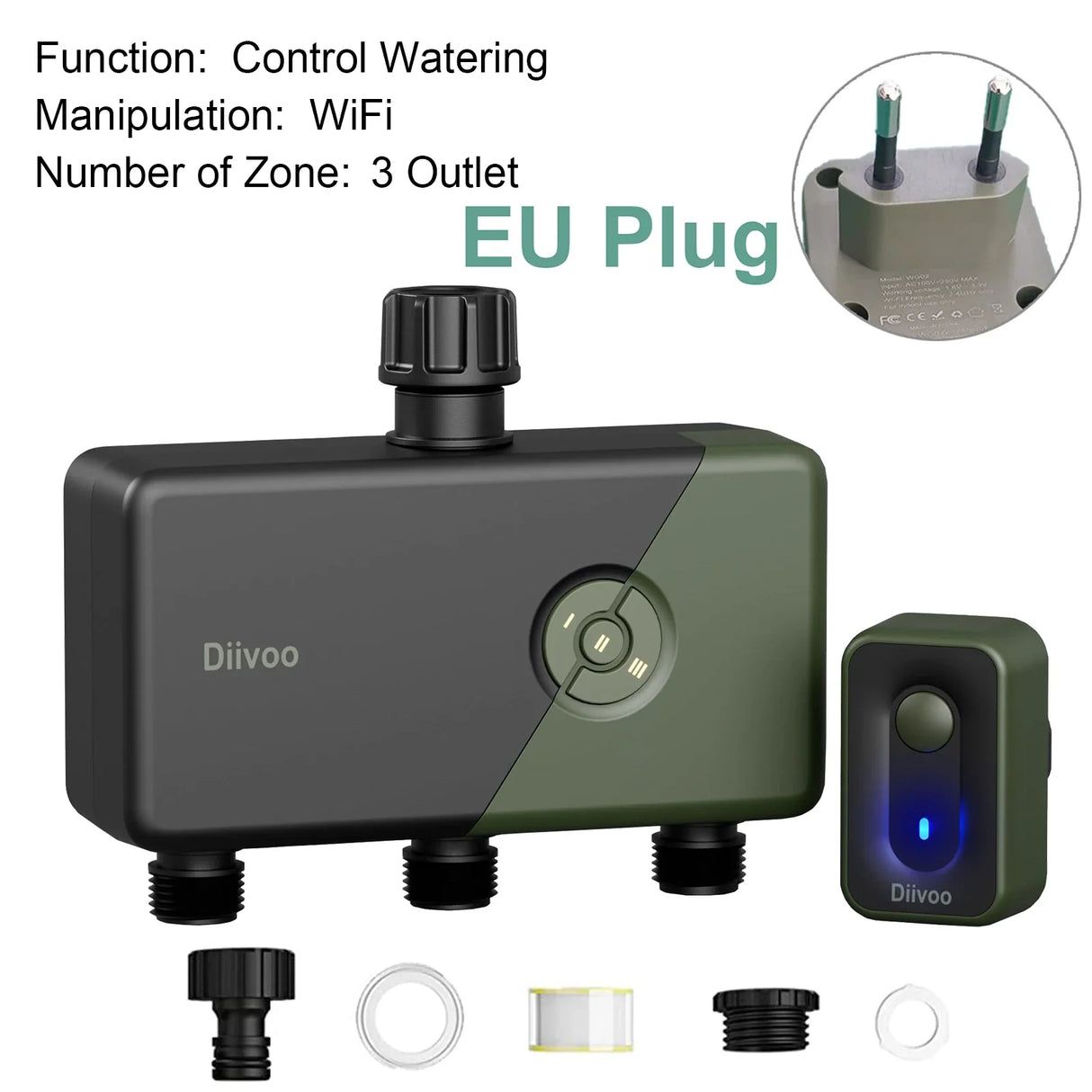 Diivoo 1/2/3 Zone Garden Watering Timer Wifi Automatic Drip Irrigation Controller Water Valve Garden Automatic Watering System