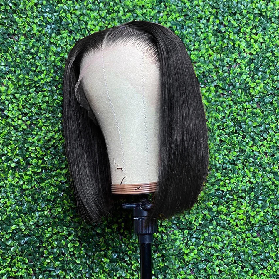 Glueless Straight Bob Wig 5x5 Lace Frontal Pre Plucked Human Wig Ready To Go Short 13x6 Lace Front Human Hair Wigs Transprent