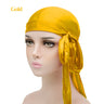 Unisex Silky Satin Durags Bandanas Turban Hat Elastic Headwear Headband Hair Accessories Black White Navy Blue Yellow Coffee