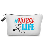 Nurse Makeup Bag Women Cosmetic Bag Toiletry Travel Organizer Lady Purse Cartoon Alphabet Print Zipper Hospital Doctor Gifts