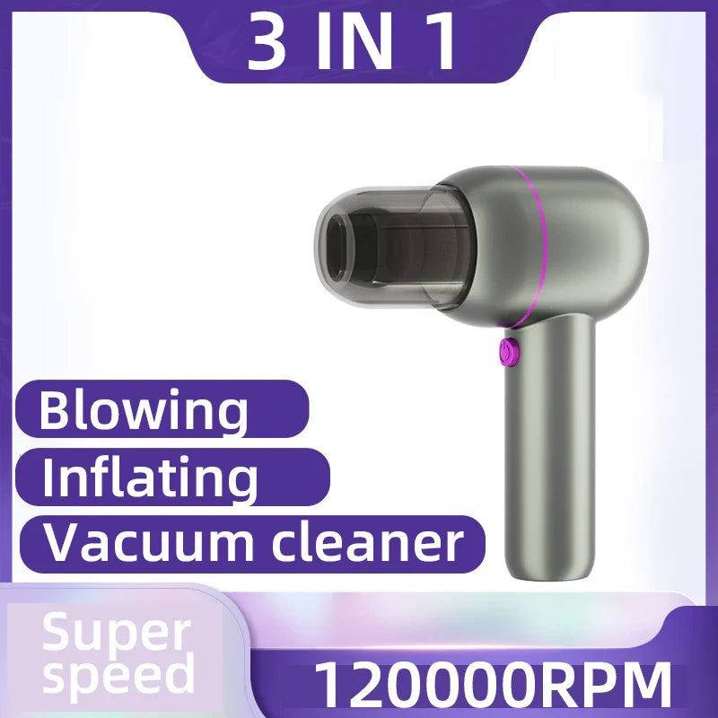 3 in 1 120000RPM Electric Air Duster Blower Wireless Portable Vacuum Cleaner Gun For Car Computer Keyboard PC USB Charging