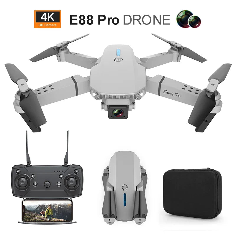 E88 Pro Drone With Camera Hd 4k Professional Rc  Remote Control Helicopter Dron Gifts Children Toys Fpv Quadcopter