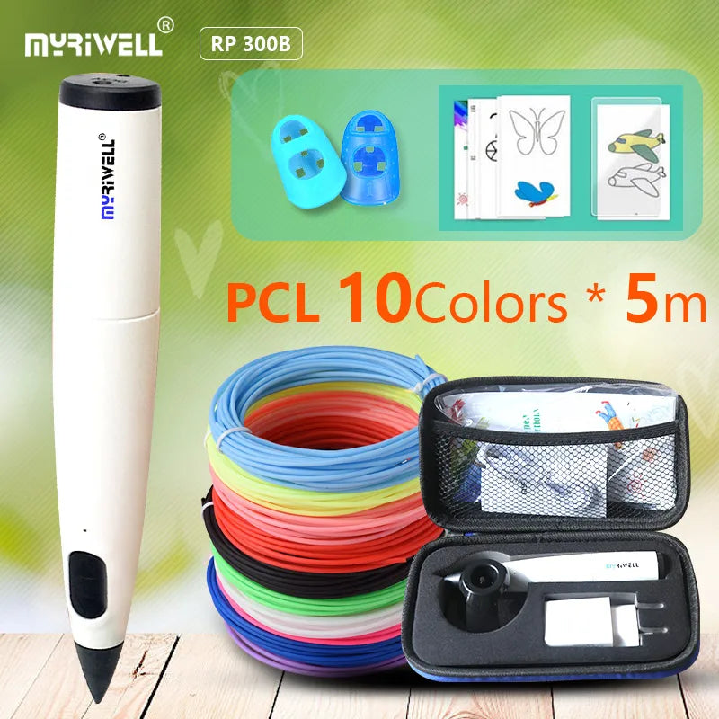 Myriwell PR 300B Low Temp 3D Pen for Kids – Create with 30 Colors of PCL Filament – Perfect Christmas & Birthday Gift!