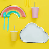 44pcs/set Rainbow and Cloud Disposable Tableware Plate Cup Napkin Party Decoration Supplies Birthday Baby Shower Party Kid Favor