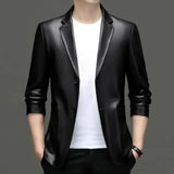 High Quality Men's Suit Leather Coat Spring and Autumn New Casual Small Suit Coat Men's Leather Jacket