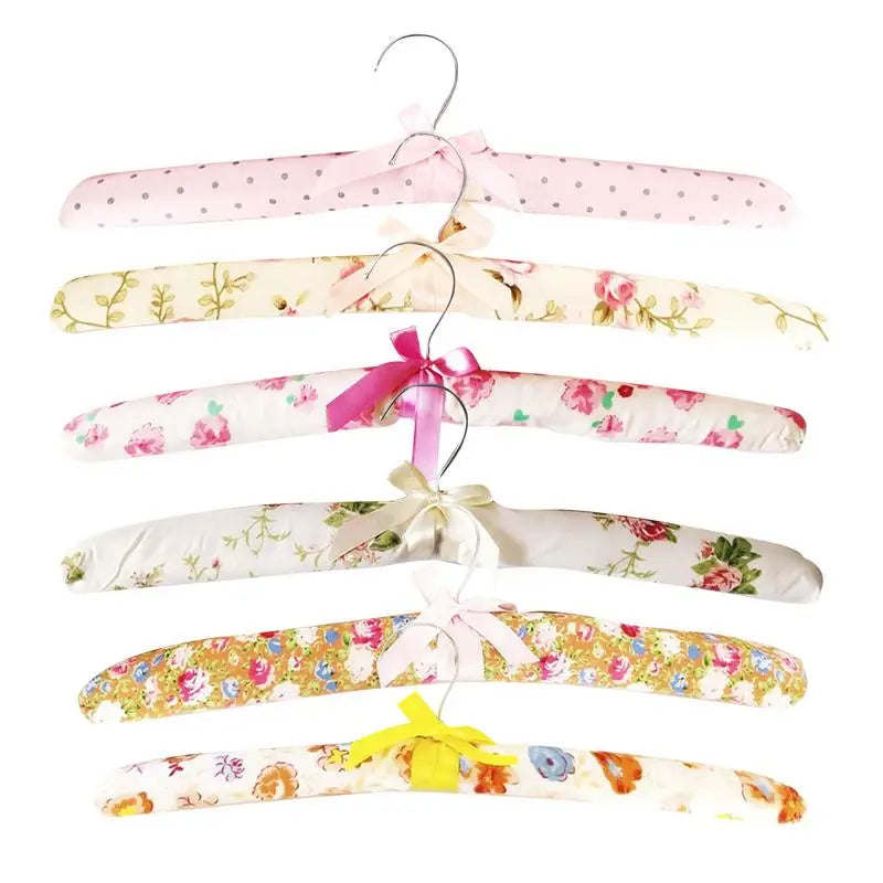 6pcs Colorful Blossom Sponge Padded Clothes Hanger Resistance Skid Dress Clothes Hangers Satin Rack Cotton Hangers Suit Coat