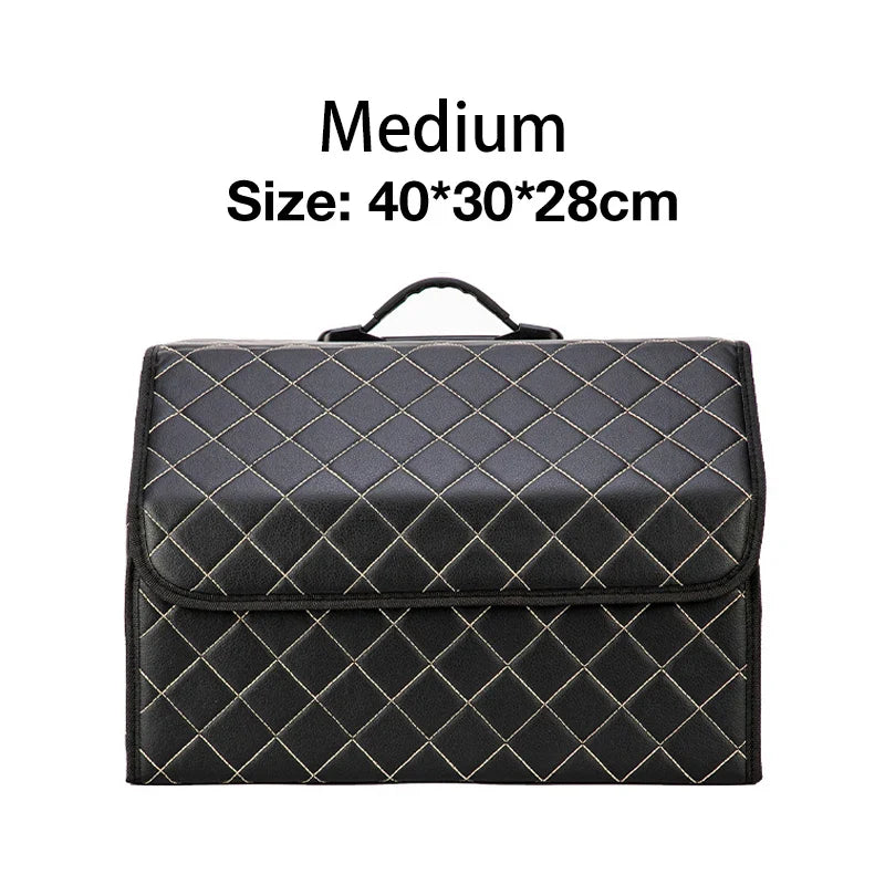 Car Trunk Organizer Box Capacity Auto Organizer Box PU Leather Stowing Tidying Leather Folding for Emergency Storage Box