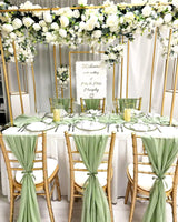 10pcs Wedding Chair Decors Chiffon Chair Sashes Wedding Party Banquet Event Baby Shower Valentine's Day Wedding Decor,30X180CM