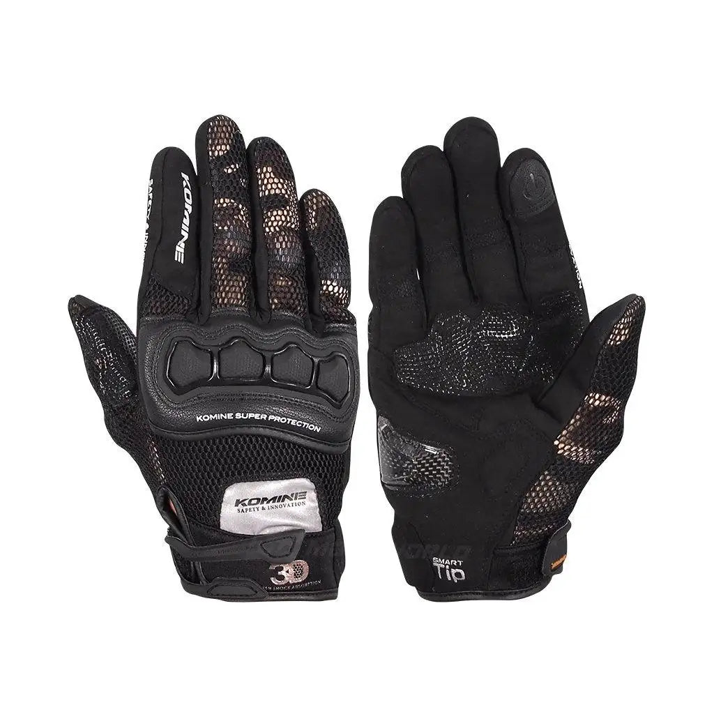 NEW Brown Camo Komine GK 215 Summer 3D Mesh Protective Motorcycle Gloves Motocross Motorbike Glove