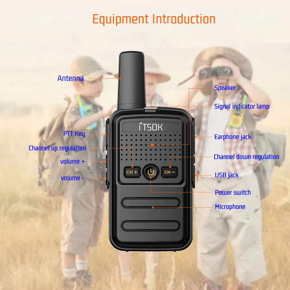 2pcs Mini Toy 1~5 Km UHF Gift Two Way Transceiver 1S 2S  Tablet Colorful Fuselage New Kids Talki Walki Walkie Talkie Radio