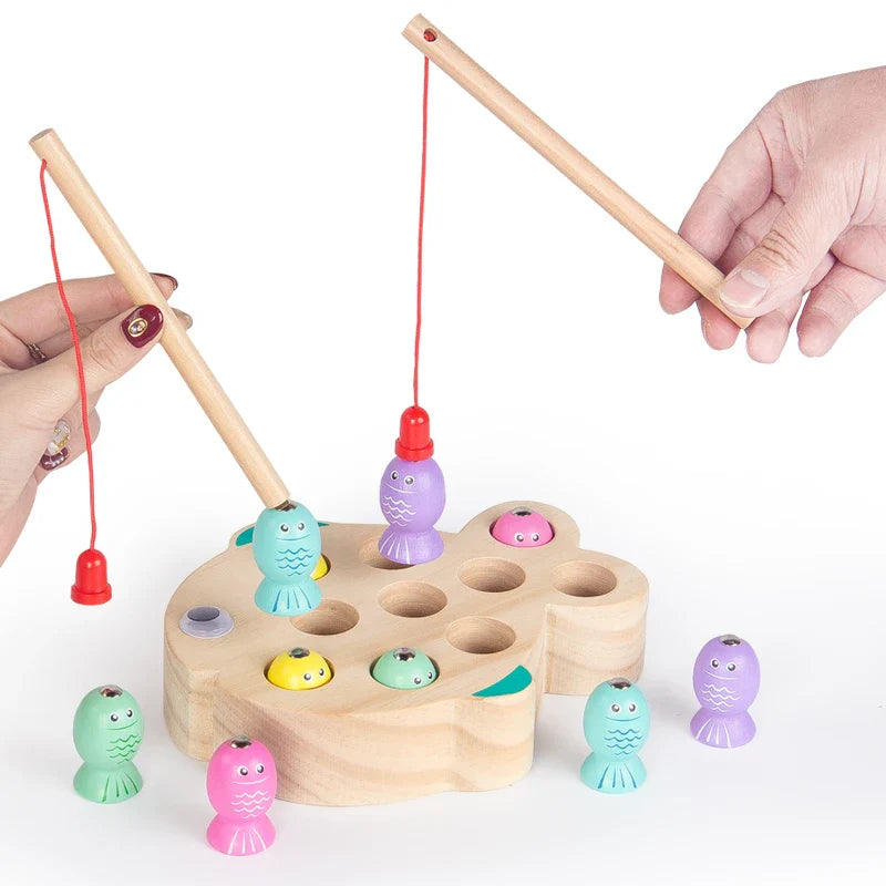 Wooden Fishing Game for Kids Montessori Educational Toy Set Magnetic Fishing Game Fine Motor Skill Training Early Learning Toys