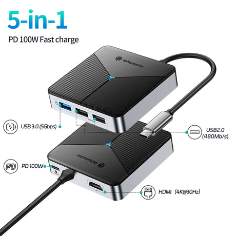 Yottamaster 10in1 USB C Hub Type C to HDMI-compatible Docking Station 2.5G Network Ethernet Port Adapter For Laptop Macbook Pro