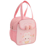 Cute Portable Lunch Box for Kids Pink Bow Bunny Thermal Insulated Lunch Bag Bento Pouch Kawaii Container School Food Storage Bag