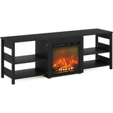 Furinno Classic 70 Inch TV Stand with Fireplace, Americano