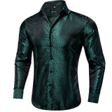 Luxury Silk Polyester Casual Shirts for Men Long Sleeve Blouse Prom Tuxedo Formal Purple Paisley Designer Men Clothing