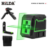 HILDA 2 Lines Laser Level Self-Leveling Horizontal And Vertical Cross Super Powerful Green Laser Beam Line