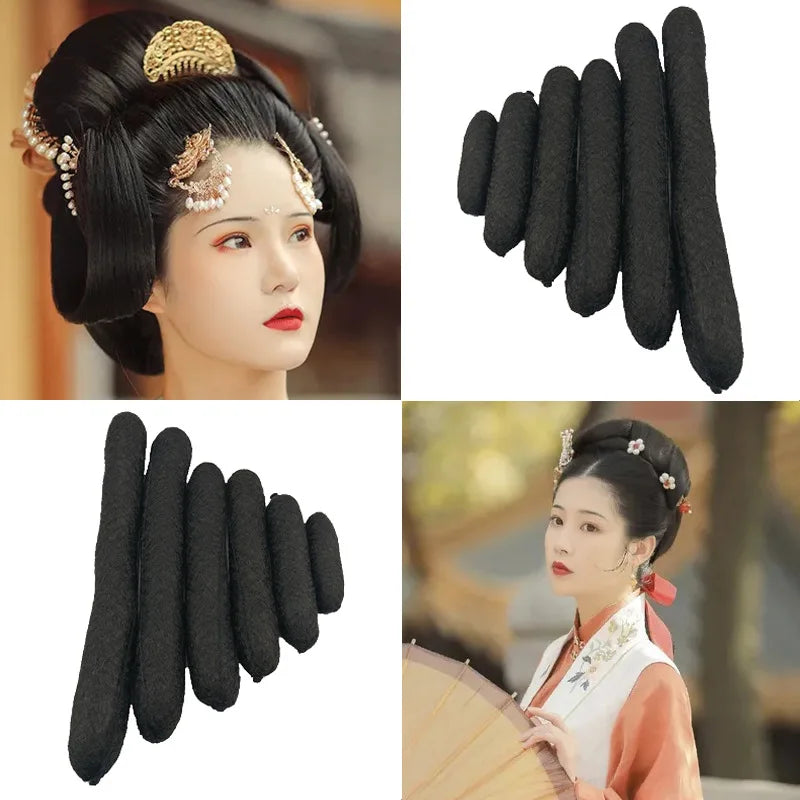 Hanfu Wig Headband Universal Cotton Rod Women Hair bun Lazy Hair Package Hair Pad Hanfu Chinese Style Traditional Headdress